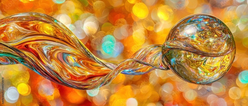 Poster swirl orb colorful patterns with bokeh blurred background