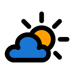 A simple weather icon representing sun and clouds, suitable for apps, websites, and weather forecasts.