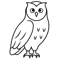 Snowy Owl vector line art on white background