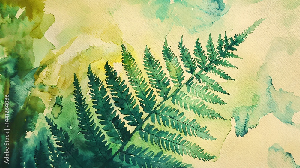 Aufkleber a beautiful painting depicting a fern leaf with intricate patterns and textures captured in a close-