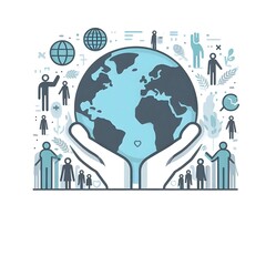 Obraz premium Earth Globe with Flat Humanitarian Aid Icons Poster