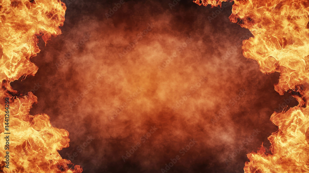 Poster fiery background with flames and smoke for dynamic and intense visual projects
