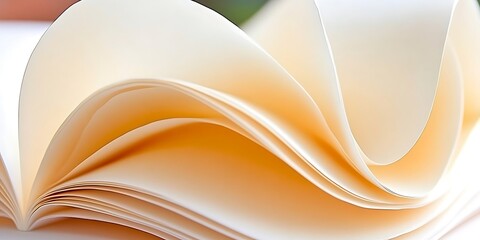 Obraz premium Abstract paper folds showcasing delicate cream and warm orange hues