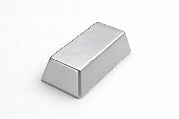 Silver bullion bar on white background — minimalist 3D symbol of financial stability and investment diversification