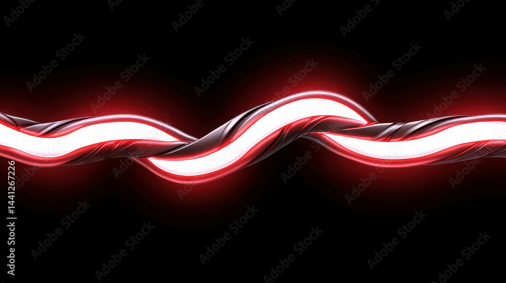 Aufkleber illuminated twisted wire with neon glow in dark environment for abstract artistic design
