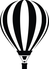 Fototapeta premium Black and white bold vector of a hot air balloon, isolated on white background.
