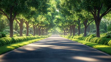 Serene Road With Lush Green Trees Tunneling Into The Distance High Resolution Image