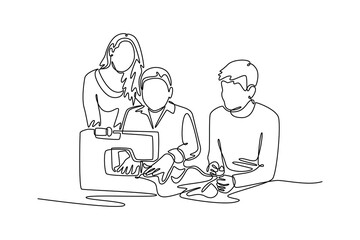  Neighbor sharing concept. Single line draw design. Vector graphic illustration