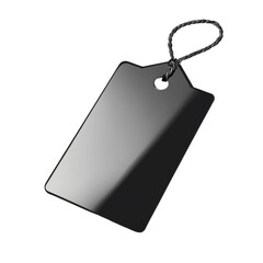 Black Blank Price Tag with Twine Loop for Retail Pricing and Product Labeling on transparent background