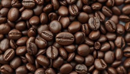 Fototapeta premium Macro photograph of roasted coffee beans