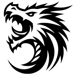 Dragon head silhouette sharp vector design
