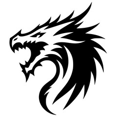 Dragon head silhouette sharp vector design