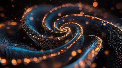 Fototapeta premium Abstract Swirling Pattern with Bright Particles in Dark Background