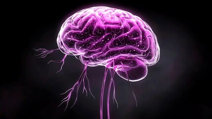 Fototapeta premium Abstract Representation of Purple Brain with Glowing Connections