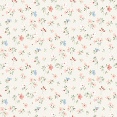 Flower pattern, ditsy floral seamless pattern. Small little flower background. Repeat pattern. Ditsy print. Botanic surface design. Ditsy floral flower pattern for fashion, fabric, wrapping, decor
