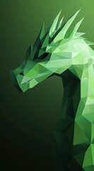 Green dragon portrait, low-poly style, dark background, fantasy art, game asset