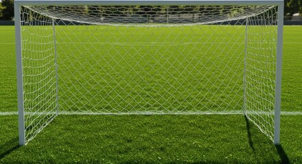 Fototapeta premium Soccer Goal on a Lush Green Field: Ready for the Game