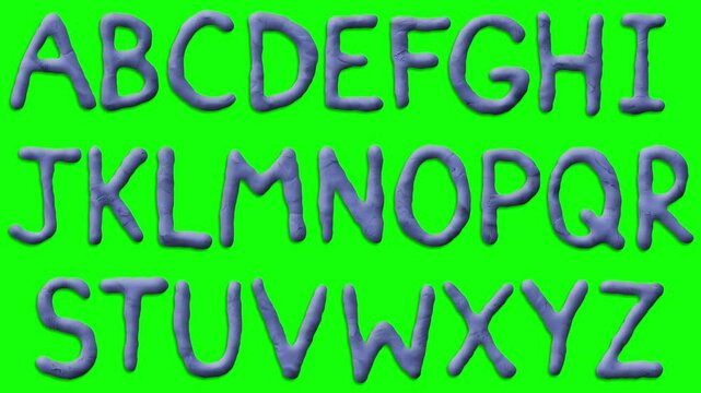All the letters of the alphabet and the special characters as a stop motion, clay animation. Key out the green background and mask out the characters your need.