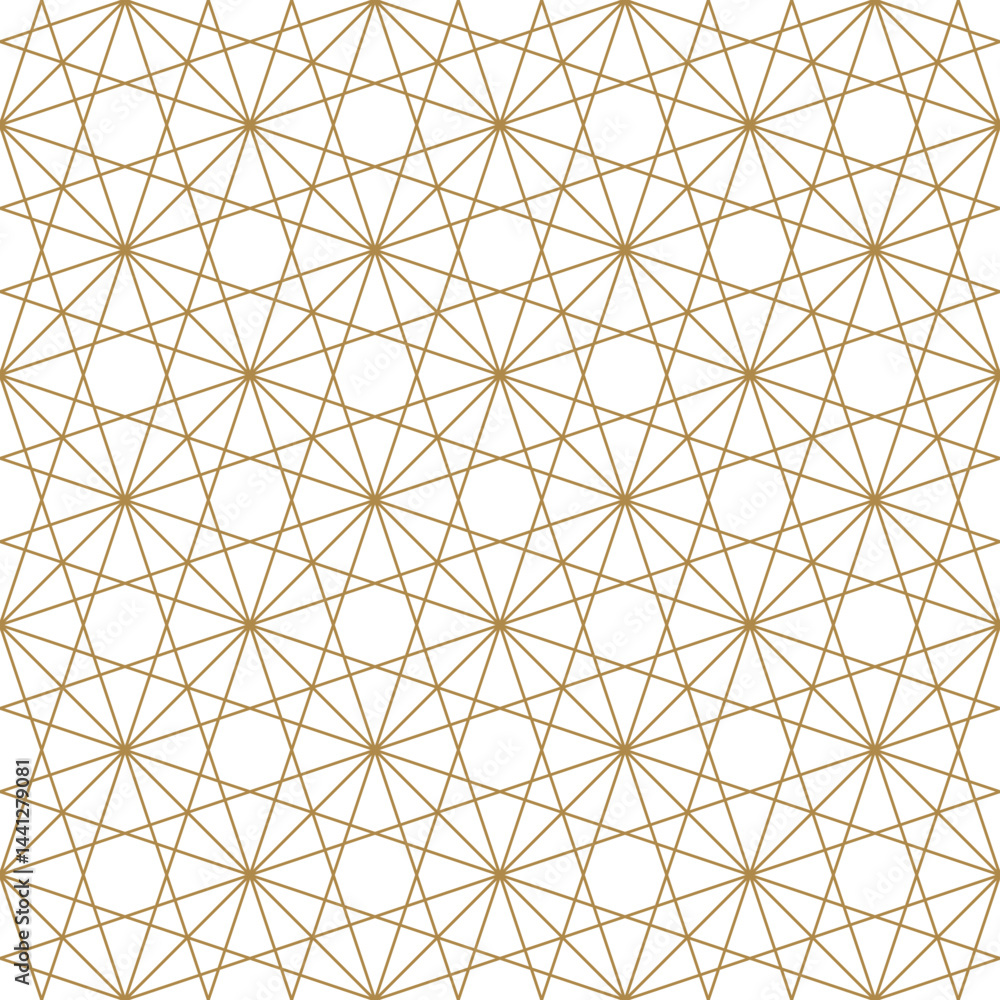 Wall mural geometric seamless pattern with octagons, squares, rhombuses, and thin lines, creating an intricate 