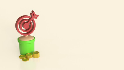 The Red target in green plant for Business concept 3d Rendering.