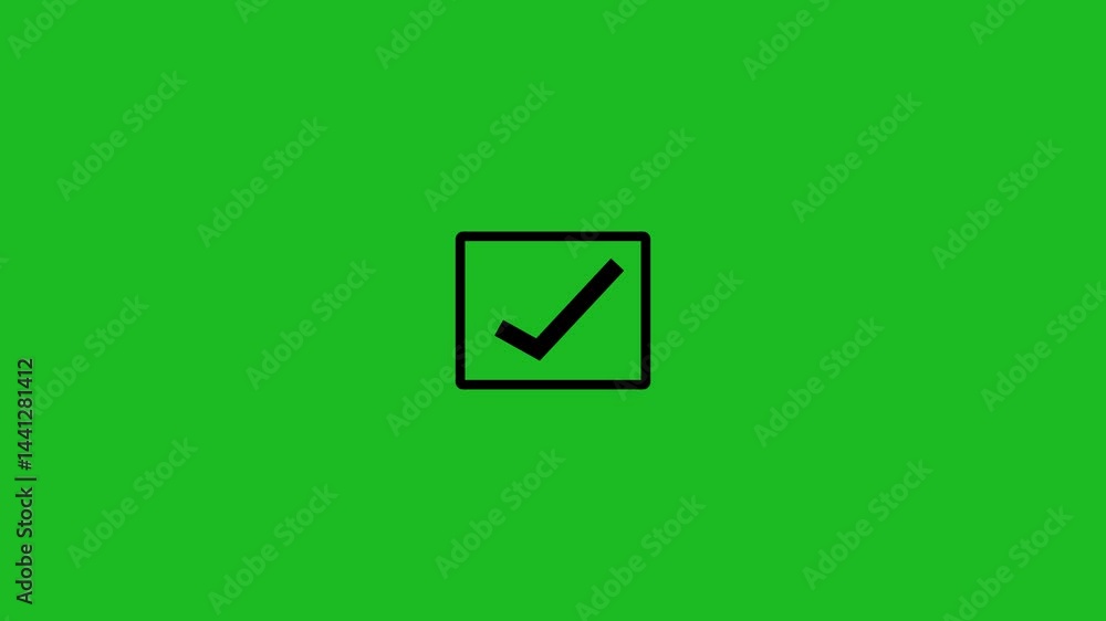 Poster simple check mark circle animation with black background.