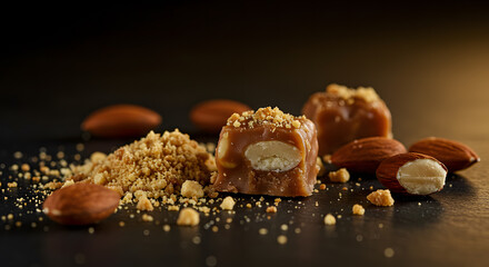 Texture Contrast Macro Praline Crumbs Nuts Granular Detail