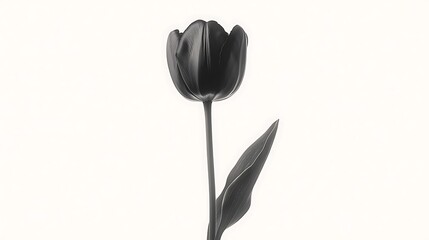 Single black and white tulip isolated on white.