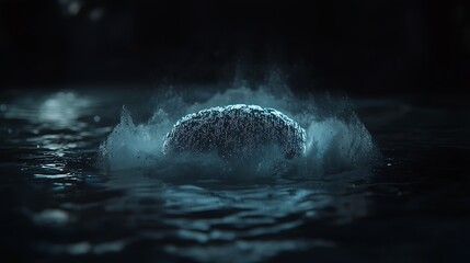 Fototapeta premium Splashing Water Effect with Mystical Light on Dark Background