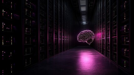 Digital Brain Concept in High-Tech Data Storage Environment