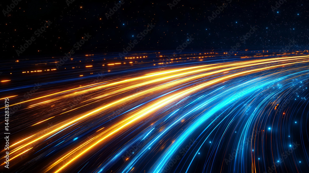 Poster digital highway: illustrative representation of data streams, showcasing the dynamic flow of informa