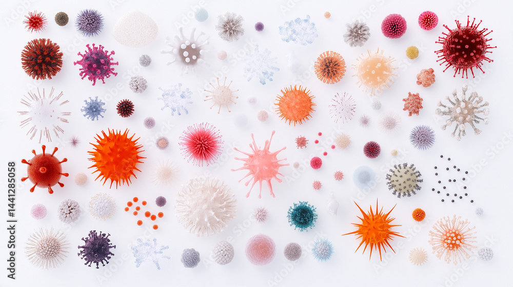 Poster microscopic marvels: an array of vibrant microscopic organisms showcasing the diversity and complexi
