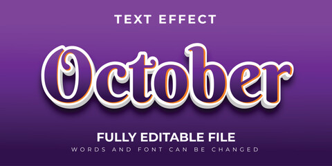 October Text Effect With Purple Design