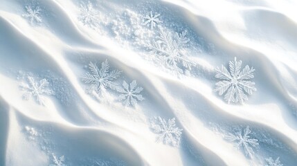 Winter Wonderland: Delicate Snowflakes on a Snowy Landscape