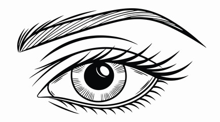Obraz premium Minimalist Eye and Eyebrow Brush Stroke Illustration