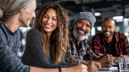 Obraz premium Coworkers Sign in Office Meeting