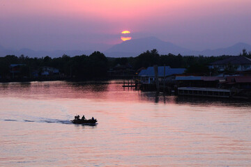 the river with sunset background