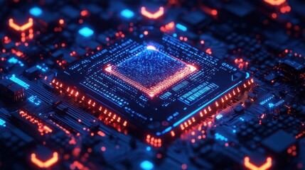 Obraz premium High-tech CPU on circuit board (1)