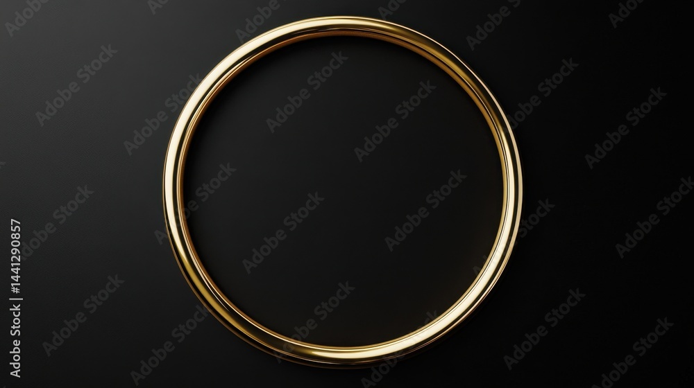 Poster a stunning image of gold circle frame isolated on black background. template for design. metallic ro