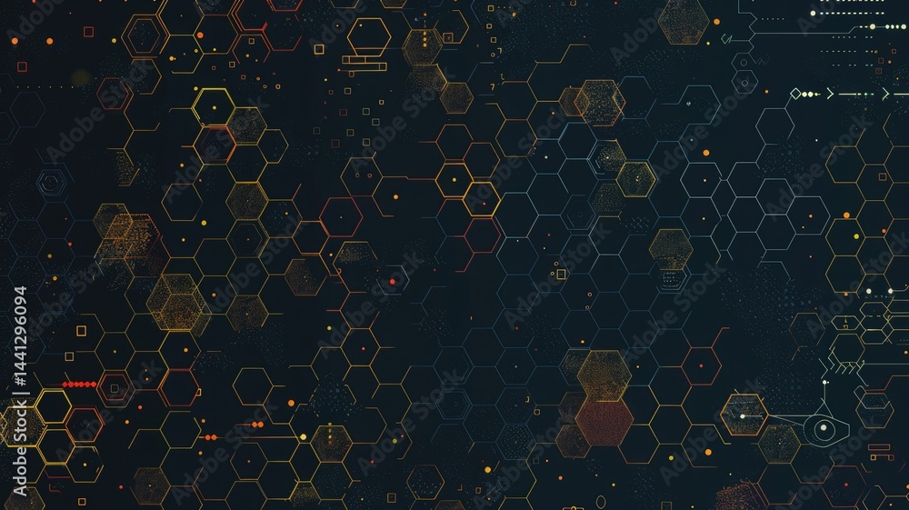 Poster explore a dark color ai pattern featuring hexagons and lines, perfect for modern digital projects. c