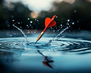 Dart hitting target in water