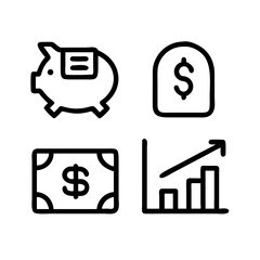 Finance - line icon set with editable stroke. Outline business and economy web icons. Money, bank, payment.Euro line icons set. Modern graphic design concepts. Vector line icons.
