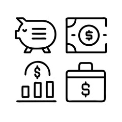 Finance - line icon set with editable stroke. Outline business and economy web icons. Money, bank, payment.Euro line icons set. Modern graphic design concepts. Vector line icons.
