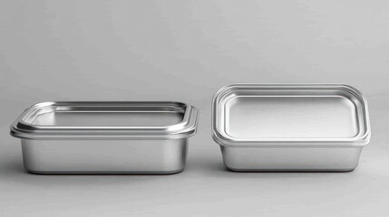 Realistic Aluminium Food Packaging Tray for Fresh Ingredients in High-Quality Photography