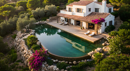 Fototapeta premium House with natural pool - bio pool 