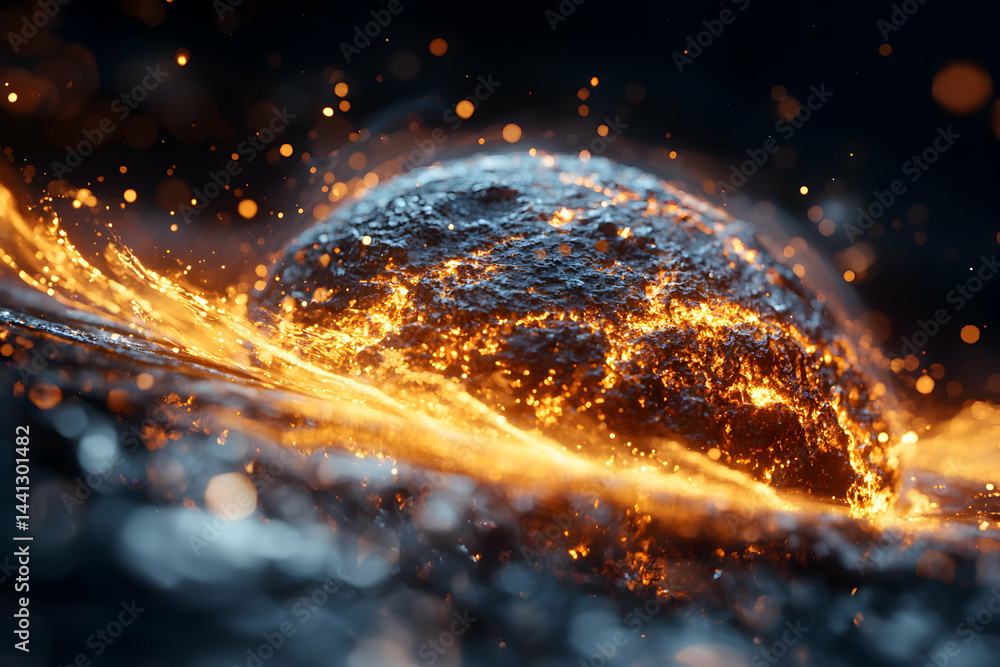 Poster this image showcases a fiery celestial body. it seems to be exploding or generating intense energy. 