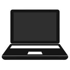 Laptop icon black and white vector on white background.