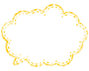 ステンドグラス風吹き出し　三角形模様　丸みのある雲形