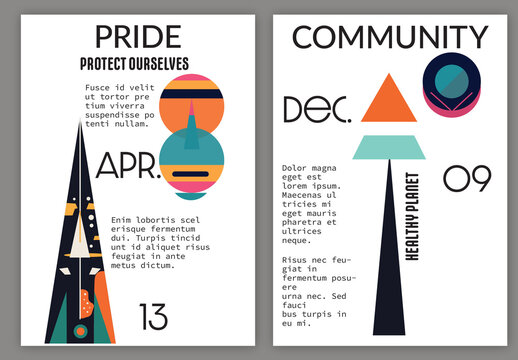 Flyer A4 Abstract Futuristic Shape Flat Colors