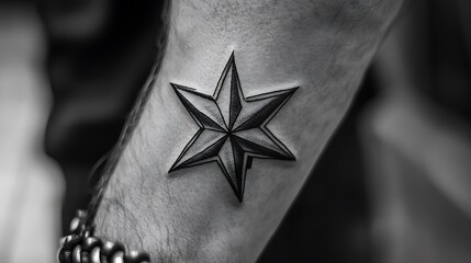 Obraz premium A tattoo of a star on a person's arm
