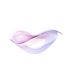 Abstract flowing shape with purple and blue gradient on a white background in a studio shot style